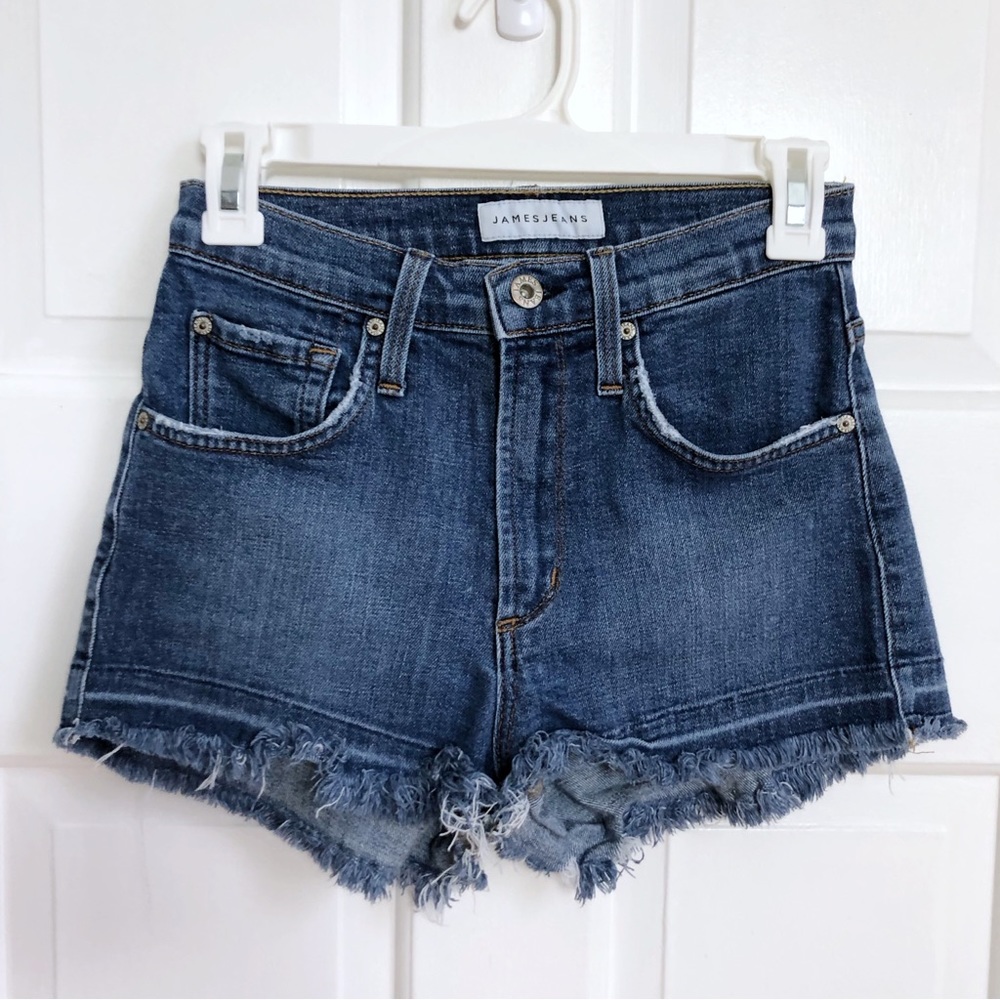 James Jeans Marlo High Rise Mom Cut Off Jean Shorts in Retrospect 24 Women’s